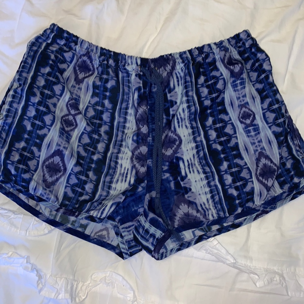 Blue tie dye shorts